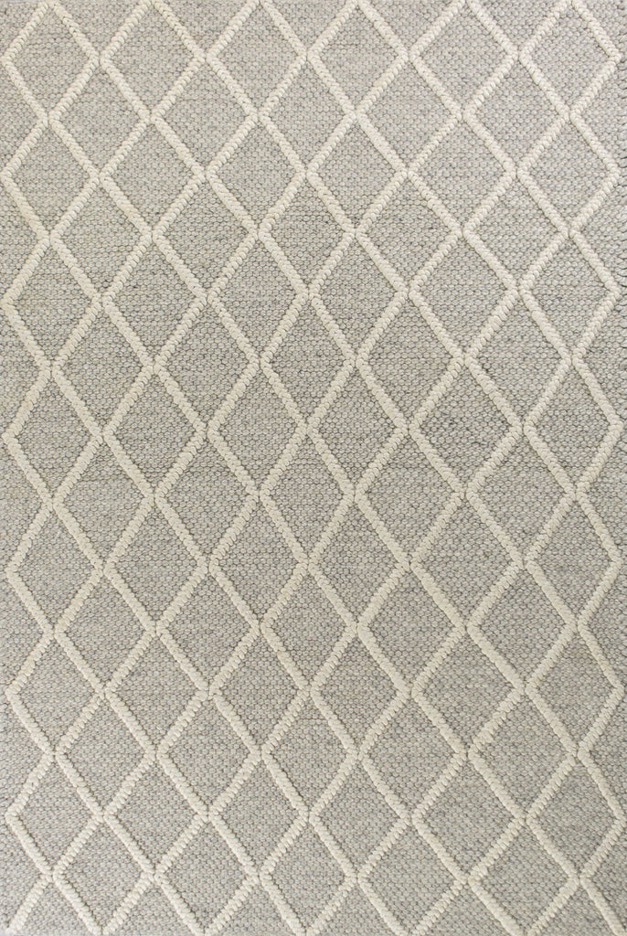 9'X13' Grey Hand Woven Diamond Pattern Indoor Area Rug