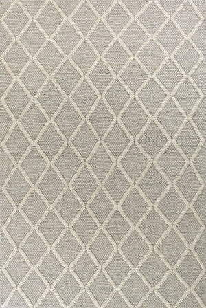 9'X13' Grey Hand Woven Diamond Pattern Indoor Area Rug