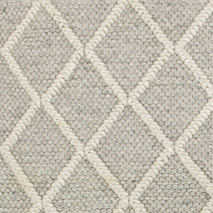 9'X13' Grey Hand Woven Diamond Pattern Indoor Area Rug