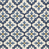8' Ivory Blue Hand Hooked Uv Treated Coastal Reef Round Indoor Outdoor Area Rug
