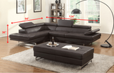 Gray Leather L Shaped Two Piece Corner Sectional