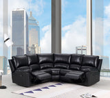 Black Polyester Blend Reclining U Shaped Three Piece Corner Sectional