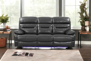 89" Gray And Black Faux Leather USB Sofa