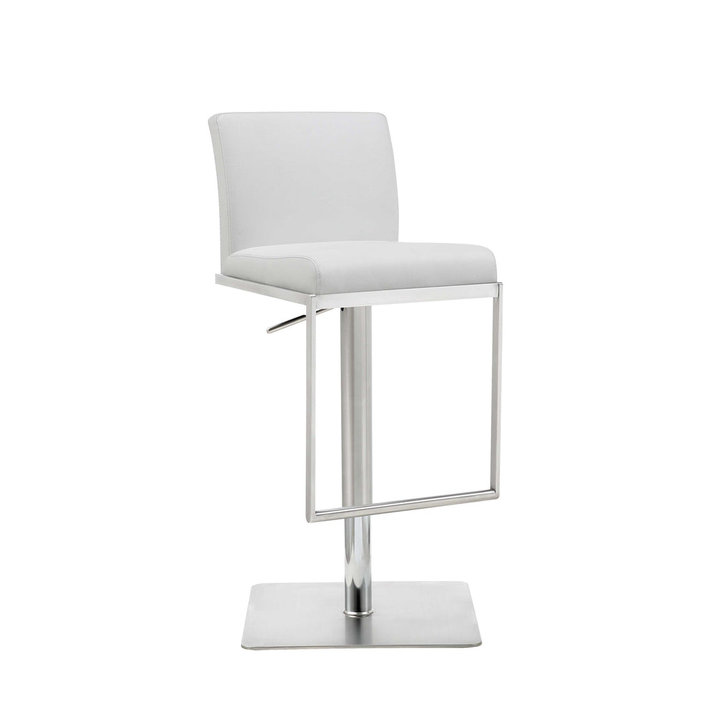 20" White And Silver Stainless Steel Bar Chair