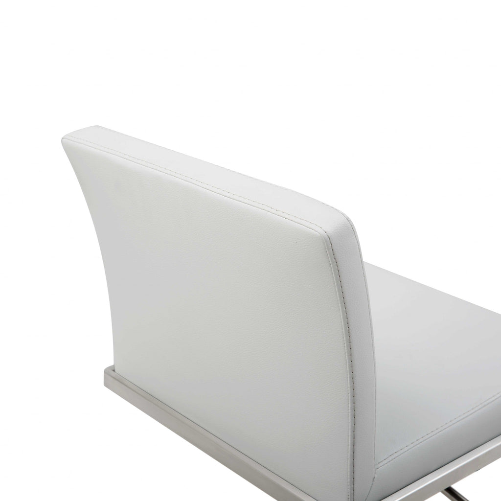 20" White And Silver Stainless Steel Bar Chair