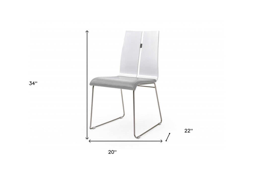 Set of Two Black and Silver Upholstered Faux leather Parsons Chairs