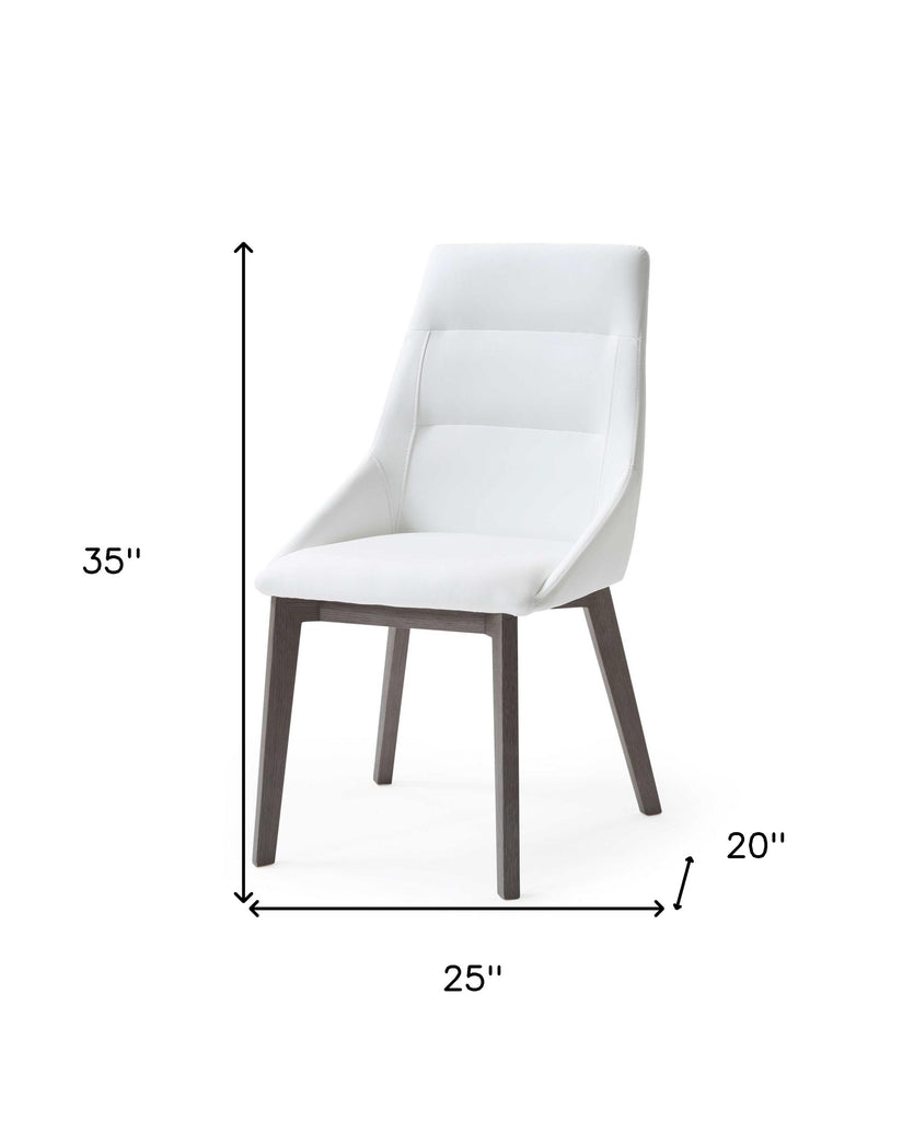 Set Of 2 White Faux Leather Dining Chairs