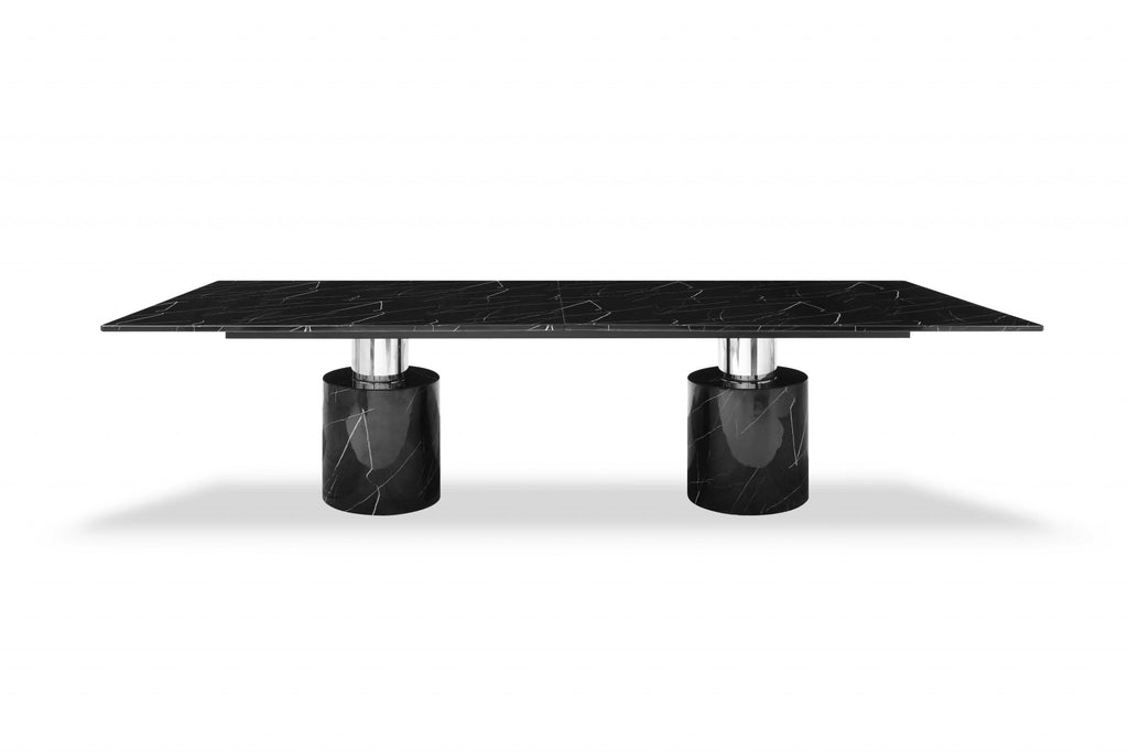 120" Black Marble Dining Table