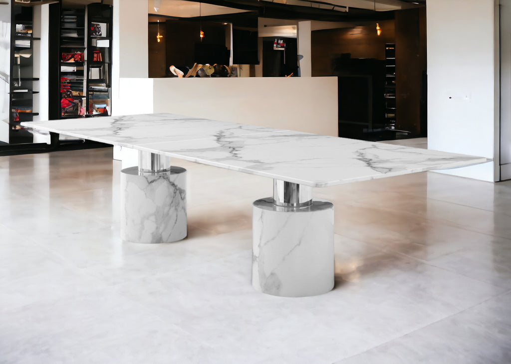 120" White Marble Dining Table