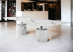 120" White Marble Dining Table