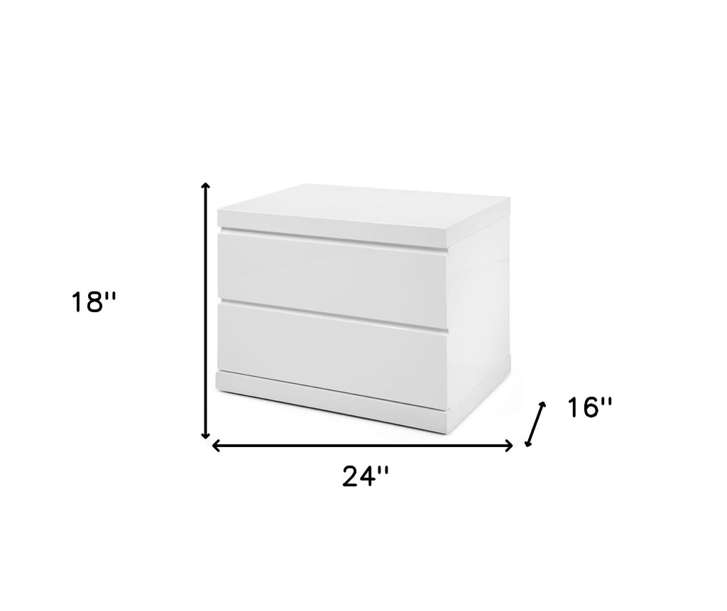 20" White Two Drawer Nightstand
