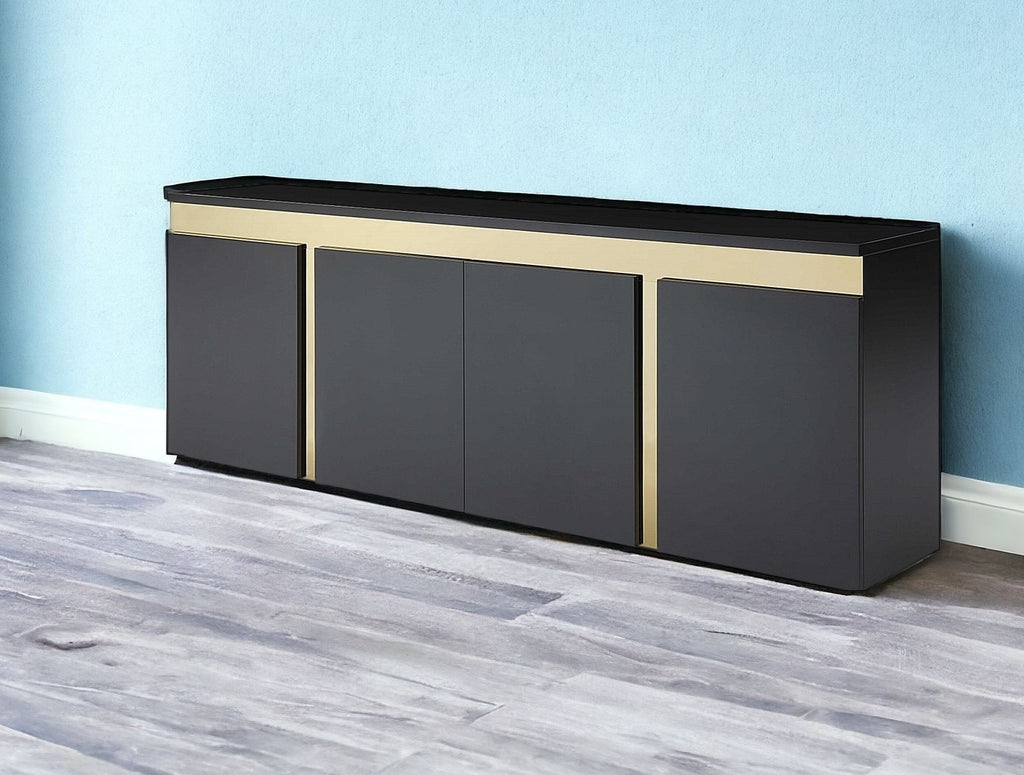 94" Black and Gold Buffet Server