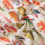 Women's Hawaiian Shirt Sea Ocean Fish Print Cotton Button-up Short Sleeve Sea Ocean Fish Women Shirt