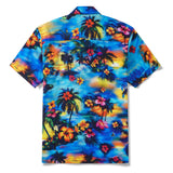 Tropical Hawaiian Shirt 100% Cotton Men's Short Sleeve Camp Collar Shirt Blue Aloha Shirt Tropical Elegance