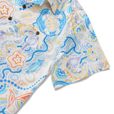 Men's Hawaiian Shirt Short Sleeve Camp Collar 100% Cotton Blue Aloha Sunny Summer Seas