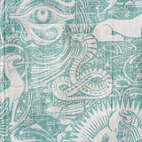 Men's Hawaiian Shirt Short Sleeve Button-down 100% Cotton Green Aloha Egyptian Myths