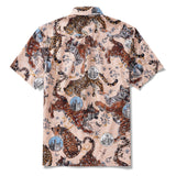Men's Hawaiian Shirt Short Sleeve Button-down 100% Cotton Beige Aloha Wild Romance
