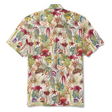 Men's Hawaiian Shirt Short Sleeve Button-down 100% Cotton Beige Aloha Ocean Reverie Style001