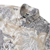 Botanical Oasis 100% Cotton Men's Short Sleeve Button-down Shirt Brown Aloha Hawaiian