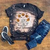 Stay Spooky Bleached T-Shirt - Retro Vintage Plus Size Tee