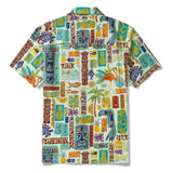 Men's Hawaiian Shirt Short Sleeve Camp Collar 100% Cotton Green Aloha Tiki Paradise Shirt for Summer