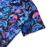 Men's Hawaiian Shirt Short Sleeve Camp Collar 100% Cotton Blue Aloha Psychedelic Groove