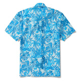 Men's Hawaiian Shirt Short Sleeve Button-down 100% Cotton Blue Aloha Jungle Paradise