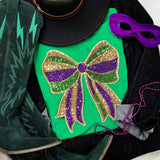 Mardi Gras Sequin Bow (Gold Backing) Patch Tee