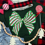Red & Green Sequin Bow Tee