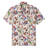 Men's Hawaiian Shirt Short Sleeve Camp Collar 100% Cotton Beige Aloha Floral and Gecko's Whisper