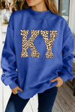 Kentucky Ky Letter Print Reversible Mock Neck Sweatshirt