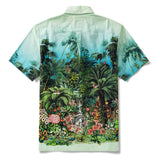 Men's Hawaiian Shirt Short Sleeve Button-down 100% Cotton Green Aloha Jungle Symphony