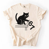 Cat Knocking Off 67 Funny Meme Tee Shirt