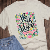 Easter Boho He Is Risen Floral Graphic Tee