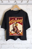 Wild West Rodeo Cowboy Graphic Long Crop Top