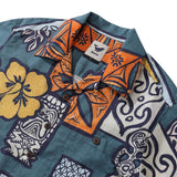 Floral TIKI Hawaiian Shirt For Men Flower Print Camp Collar 100% Cotton Shirt Tiki Shirt