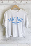 Malibu California Puff Graphic Long Crop Top