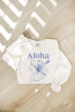Aloha Hawaii Mineral Washed Long Sleeve Graphic Top