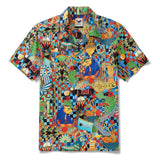Men's Hawaiian Shirt Short Sleeve Camp Collar 100% Cotton Blue Aloha Enchanting Egypt