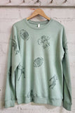 Game Day Football All Over Stamp Graphic Brushed Sweatshirts