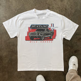 MUSTANG 1960 WILD HORSES HEAVYWEIGHT WHITE TSHIRT