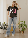 Ku Jayhawks Quilted Puff Ink Pepper Comfort Colors Tee