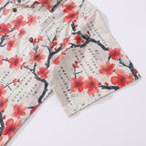 Men's Japanese Shirt 100% Cotton Hawaiian Shirt Poetic Plum Blossoms Camp Collar Shirt