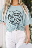 Lake Life Graphic Mineral Long Crop Top