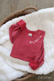 Mama Neckline Cropped Thermal Vintage Pullover