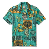 Men's Hawaiian Shirt Short Sleeve Camp Collar 100% Cotton Green Aloha Sanxingdui Sacred Hawaiian Shirt