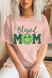 Blessed Mom Lucky Clover Smile Mineral Graphic Tshirts