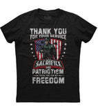 Thank You For Your Service Sacrifice And Patriotism T-shirt (O)