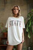 Osu Oklahoma State Cowboys Tartan Off White Thrifted Tee