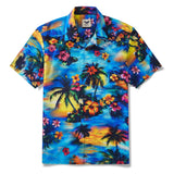 Tropical Hawaiian Shirt 100% Cotton Men's Short Sleeve Camp Collar Shirt Blue Aloha Shirt Tropical Elegance